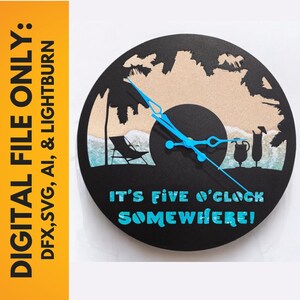 Laserskuren klockdesign: Strandscen - Glowforge Ready Files