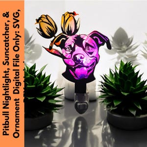 Pitbull Nightlight SVG: Fall Suncatcher and Ornament - Glowforge Ready Files