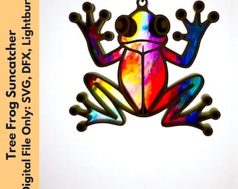 Laubfrosch Suncatcher: Herbst Line Art - Laser Cut Design