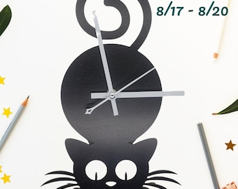 SEE ITEM DETAIL, Happy Kitty Cat wall clock, playful kitty cat nursey clock, cat lover wall art, cute kitten clock, cat lover gift