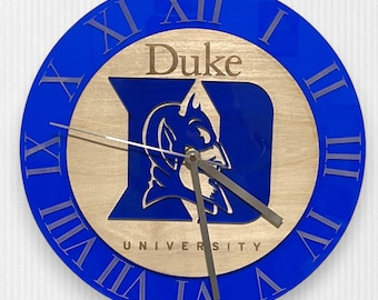 SEE ITEM DETAIL, University Clock, Blue devils Christmas gift Duke fans, duke logo wall clock