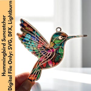 Atrapasol de colibrí SVG / Archivo de corte láser / Vector de arte lineal para Glowforge y xTool