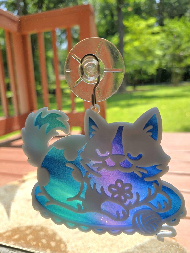 Digital Download Sleepy Kitten Suncatcher SVG | Kitty Cat Suncatcher SVG | Laser Ready File | Jones Laser Craft