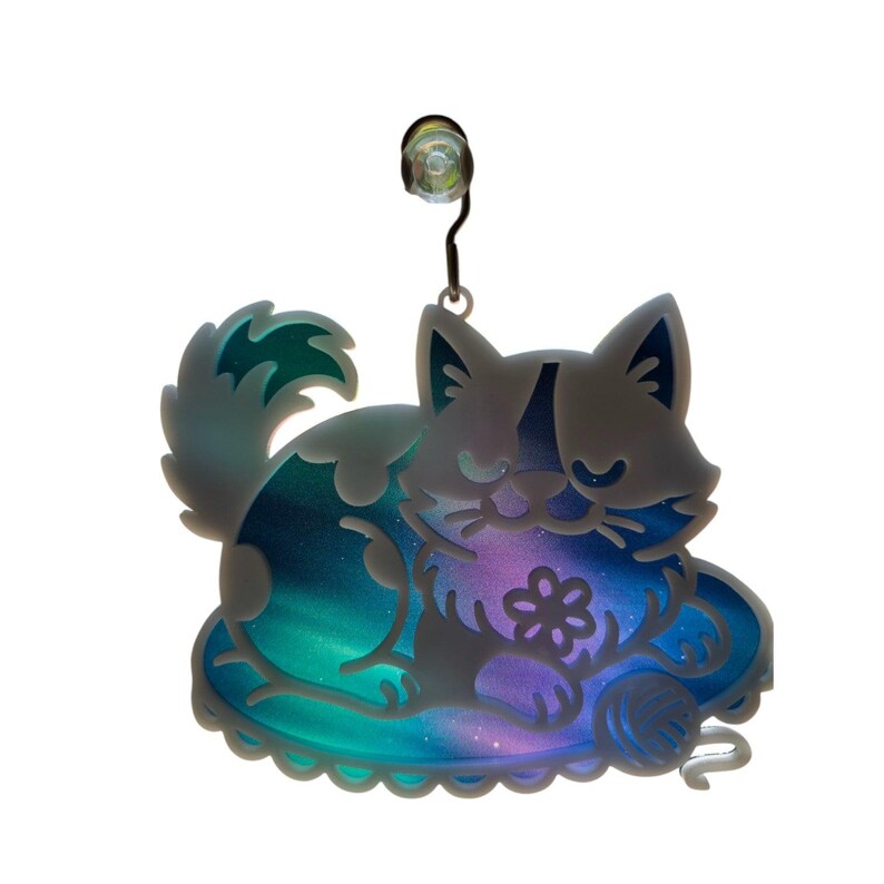 Digital Download Sleepy Kitten Suncatcher SVG | Kitty Cat Suncatcher SVG | Laser Ready File | Jones Laser Craft
