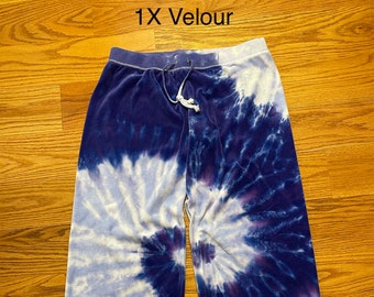 Tie Dye Velour Pants, Ladies Plus Size, Ladies 1X & 2X, Hippie Flare Pants, 70s Tie Dye, Hippie Chic Boho, Wide Leg, Velvet Pants