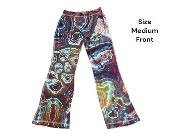 Ice Dye Flare Bottom Pants, Size Medium, Bell bottom, Hippie Chic Boho, Dance Lounge Pants, Hippie Flare Pants, 70s Tie Dye, Camp Pants