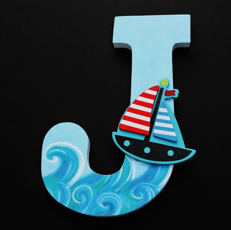 Nautical Nursery Letters Custom Wood Letters Ocean & Etsy