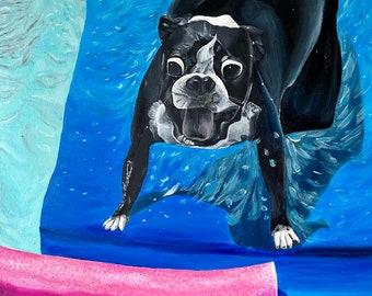 Boston Terrier, Boston Terrier Art, Funny Dog Art, Funny Dog Wall Art, Funny dog Wall decor, Boston Terrier Wall Art,Boston Terrier Painting