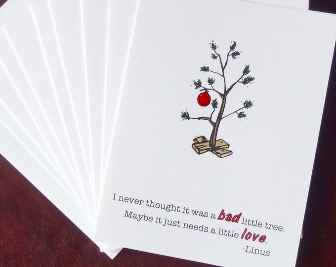 Christmas Card Set Charlie Brown Christmas Tree Card Set Etsy