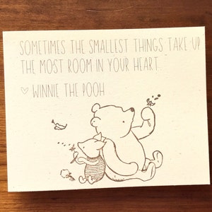 Winnie the Pooh Quote New Baby Cards, Pregnancy Congratulations Note Card, Classic Pooh Bear Baby Shower, Handmade Newborn Greeting Card