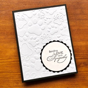 Pet Sympathy Cards, Loss of Cat or Dog, Pet Condolence, Bereavement, Embossed Paw print Handmade Greeting Cards