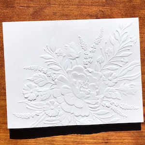 8 3D Embossed Floral Cards, White Flower Note Card Set, Blank Botanical ...