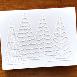 8 White Embossed Christmas Tree Cards, Modern Minimalist Holiday Note Cards, Elegant, Simple, Clean Cards, Handmade Greeting Cards