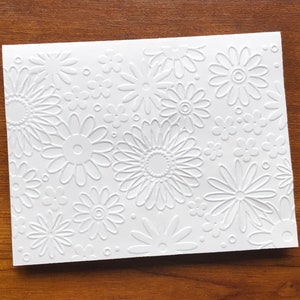 8 3D White Embossed Daisy Cards, Floral Note Card Set, Blank Botanical ...