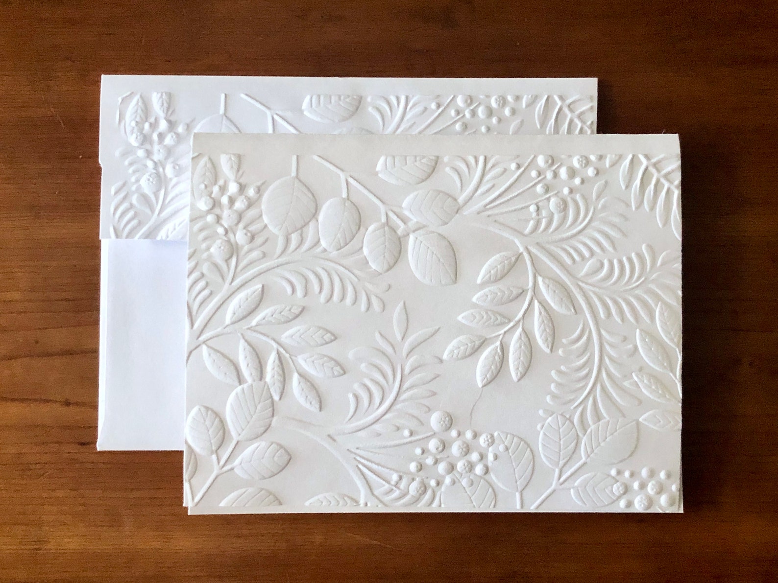 8 White Embossed 3D Floral Cards, Elegant Flower Note Card Set, Blank ...