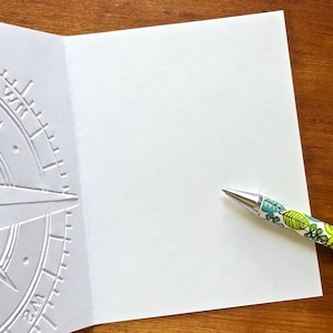 8 White Embossed Compass Cards, Blank Compass Rose Note Card Set ...