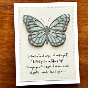 Ships Fast - Butterfly Sympathy Card, Anniversary Remembrance Loss of a Loved One Card, Handmade Celebration of Life Greeting Cards