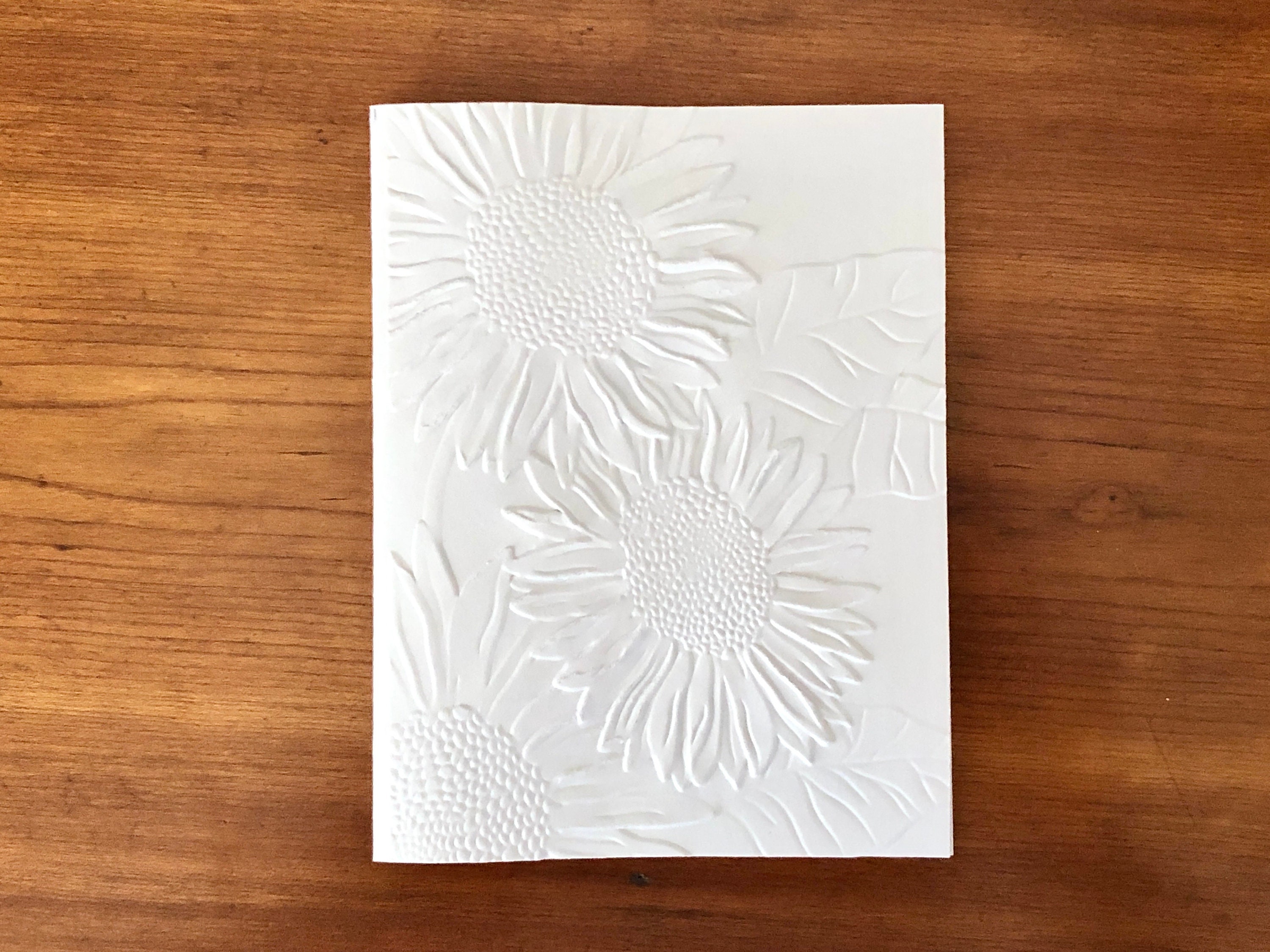 8 3D Embossed White Sunflower Cards, Floral Note Card Set, Blank ...