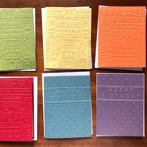 Happy Birthday Embossed Card Set of 6, Birthday Note Card Set, Bday ...