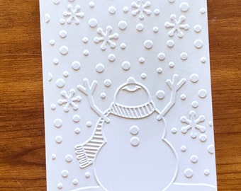 Ships Fast 8 Christmas Cards, Holiday Cards, Embossed Snowman Card Set, Christmas Note Cards, Handmade Greeting Cards