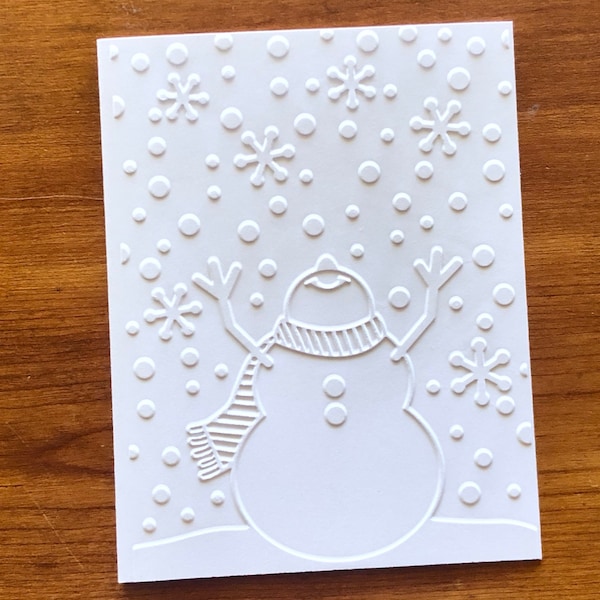 Ships Fast 8 Christmas Cards, Holiday Cards, Embossed Snowman Card Set, Christmas Note Cards, Handmade Greeting Cards