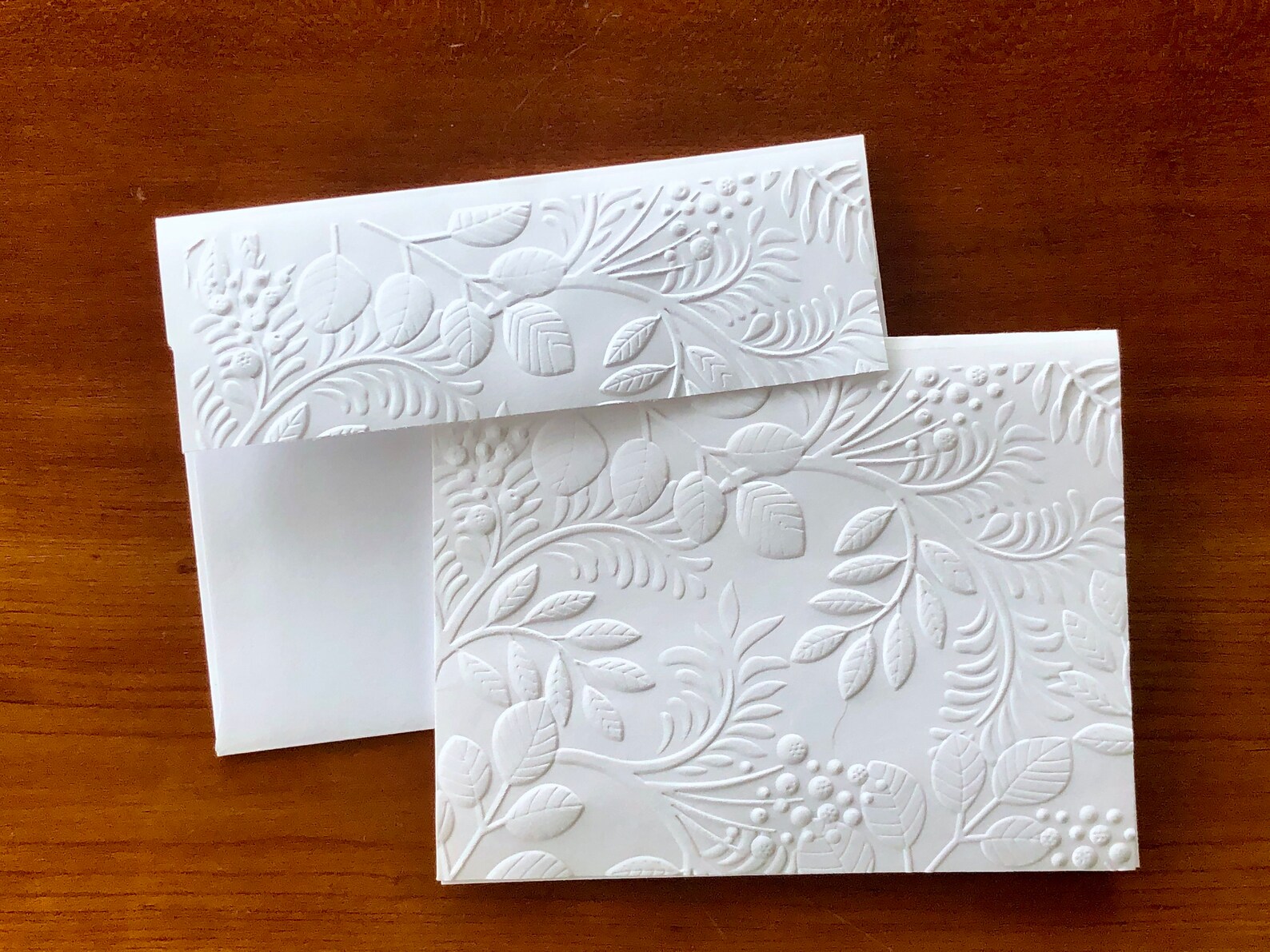 8 White Embossed 3D Floral Cards, Elegant Flower Note Card Set, Blank ...