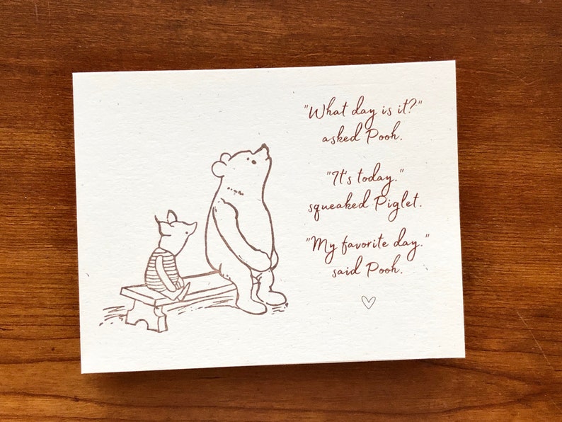 Winnie the Pooh and Piglet Friendship Note Card Classic Pooh - Etsy