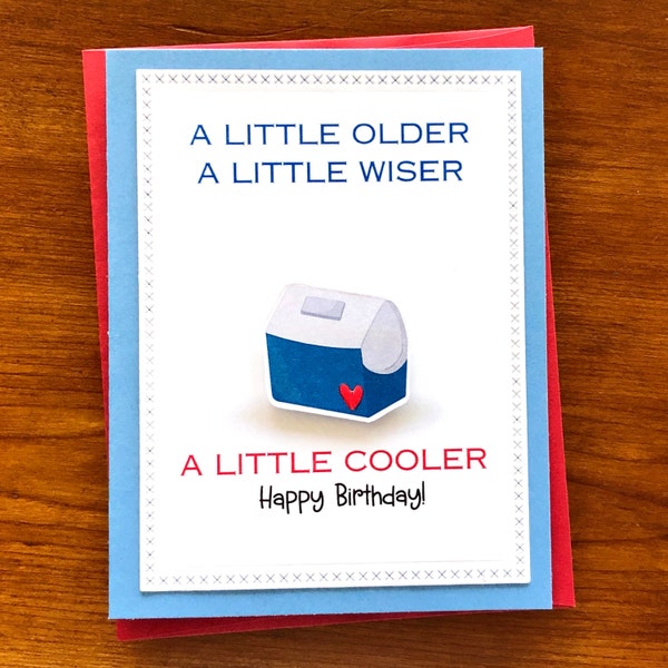 3D Funny Birthday Card for Dad or Boyfriend, Birthday Card for Mom or Best Friend, A Little Cooler Pun, Dad Joke, Handmade Greeting Cards