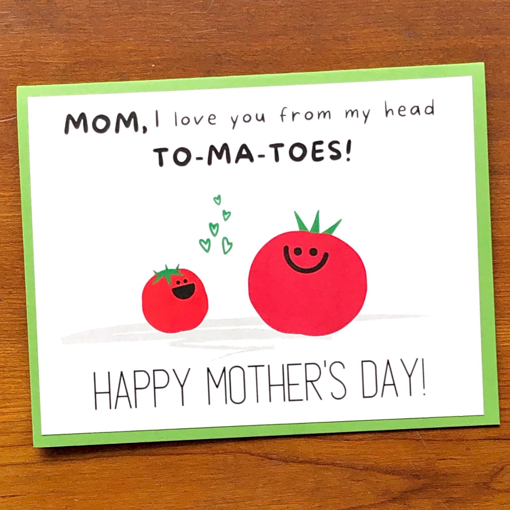 Funny Food Pun Mother's Day Card, Cute Tomato Food Pun Card for Mother ...