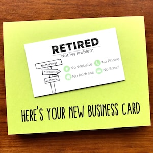 Funny Retirement Card, Congratulations on Retiring Card, Office CoWorker Retirement Card, Job Joke Business Card, Handmade Greeting Cards