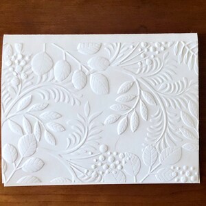 8 White Embossed 3D Floral Cards, Elegant Flower Note Card Set, Blank ...