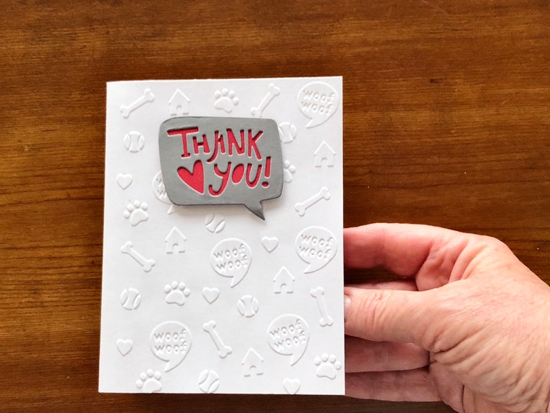 Pet Sitting Thank You Card, Pet Thank You Card, Dog Card, Thank You from the Dog, Embossed Card, Veterinarian, Vet, Handmade Blank Cards image 3