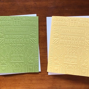 Happy Birthday Embossed Card Set of 6, Birthday Note Card Set, Bday ...