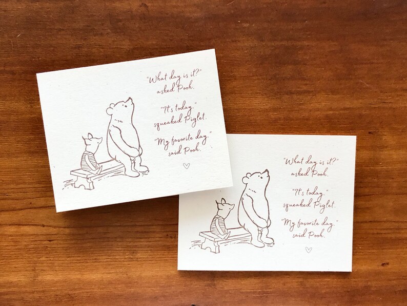 Winnie the Pooh and Piglet Friendship Note Card Classic Pooh - Etsy