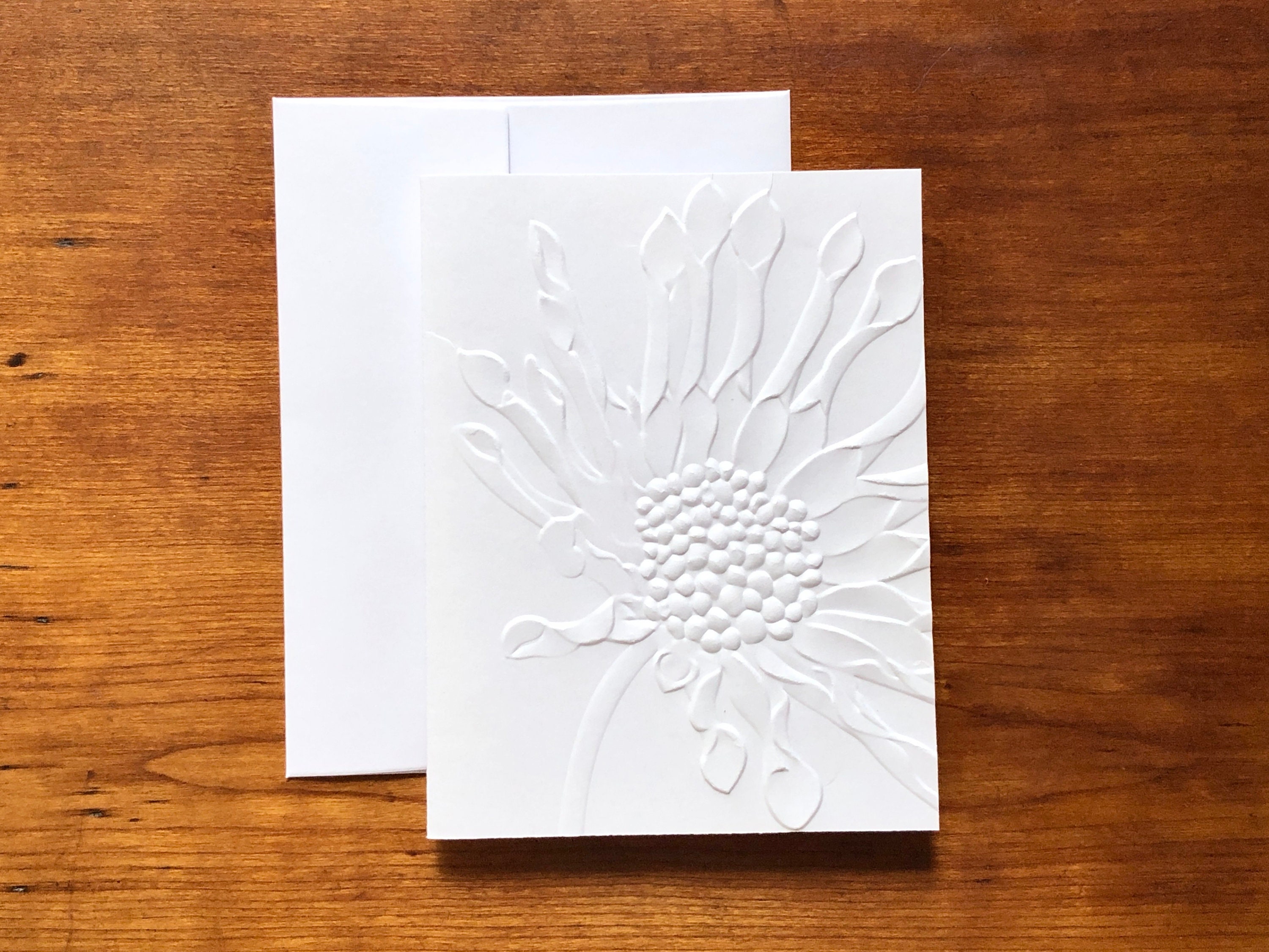 8 3D Embossed Daisy Cards, White Floral Note Card Set, African Daisies ...