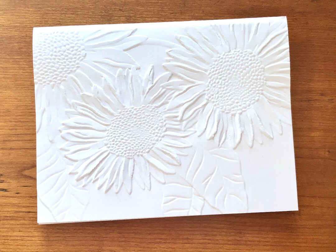 8 3D Embossed White Sunflower Cards, Floral Note Card Set, Blank ...