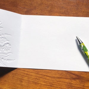 8 3D Embossed Floral Cards, White Flower Note Card Set, Blank Botanical ...