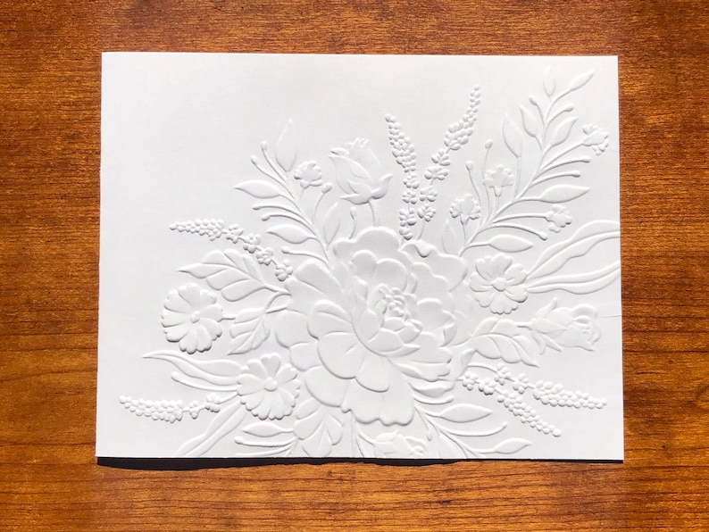 8 3D Embossed Floral Cards, White Flower Note Card Set, Blank Botanical ...