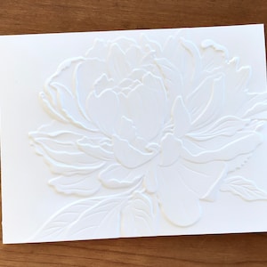 3D Embossed White Peony Flower Note Card Set, Floral Card Set, Blank ...