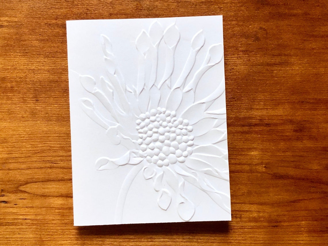8 3D Embossed Daisy Cards, White Floral Note Card Set, African Daisies ...