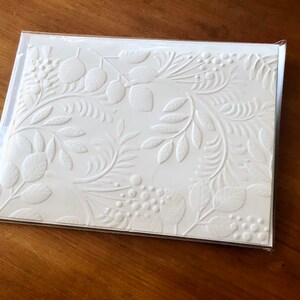 8 White Embossed 3D Floral Cards, Elegant Flower Note Card Set, Blank ...