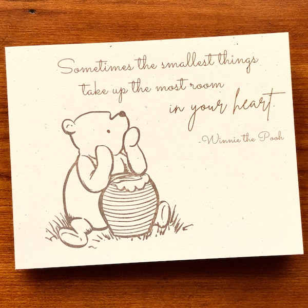 Winnie the Pooh Quote New Baby Cards, Pregnancy Congratulations Note Card, Classic Pooh Bear Baby Shower, Handmade Newborn Greeting Card