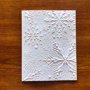 8 3D Embossed Snowflake Christmas Cards, White Winter Holiday Cards Set, Handmade Elegant Christmas Greeting Cards, Textured Snow Stationery image 6