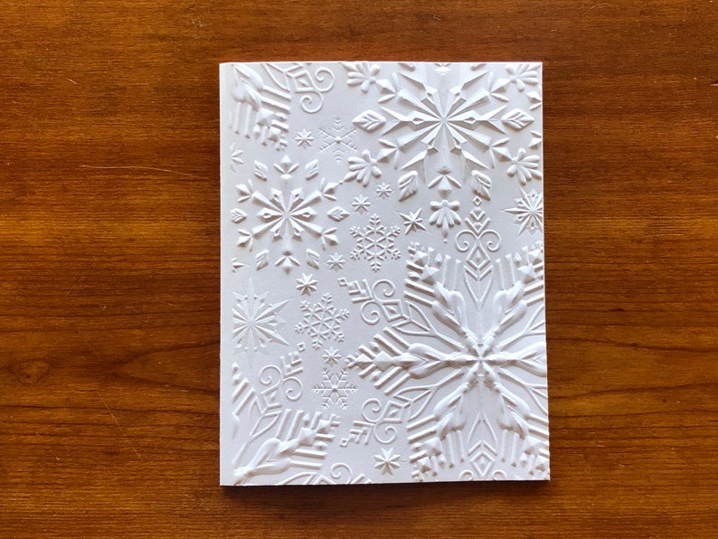 8 3D Embossed Snowflake Christmas Cards, White Winter Holiday Cards Set, Handmade Elegant Christmas Greeting Cards, Textured Snow Stationery image 6