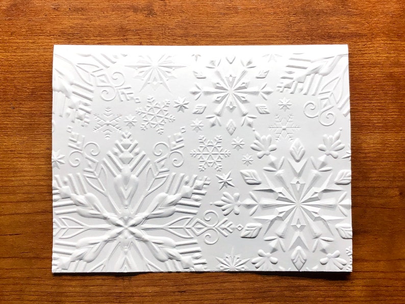 8 3D Embossed Snowflake Christmas Cards, White Winter Holiday Cards Set, Handmade Elegant Christmas Greeting Cards, Textured Snow Stationery image 3