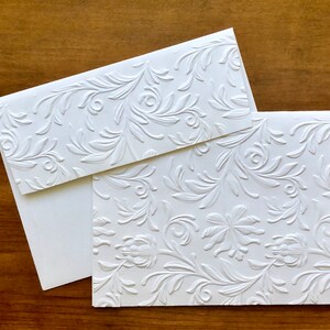 8 3D Floral Cards, White Embossed Flower Note Card Set, Blank Botanical ...