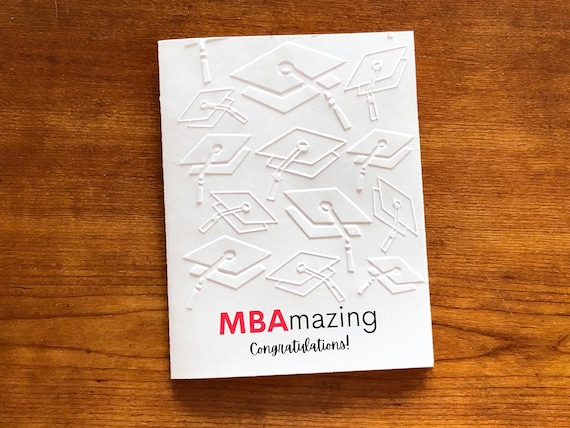 MBA Graduation Card, Masters of Business Administration Degree Grad Card, Congratulations College Graduate, Embossed Handmade Greeting Cards
