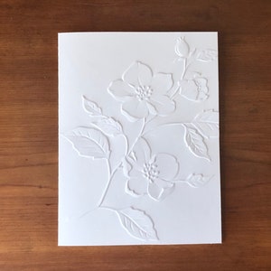 8 3D Embossed Woods Rose Flower Cards, White Floral Note Card Set, 3D ...
