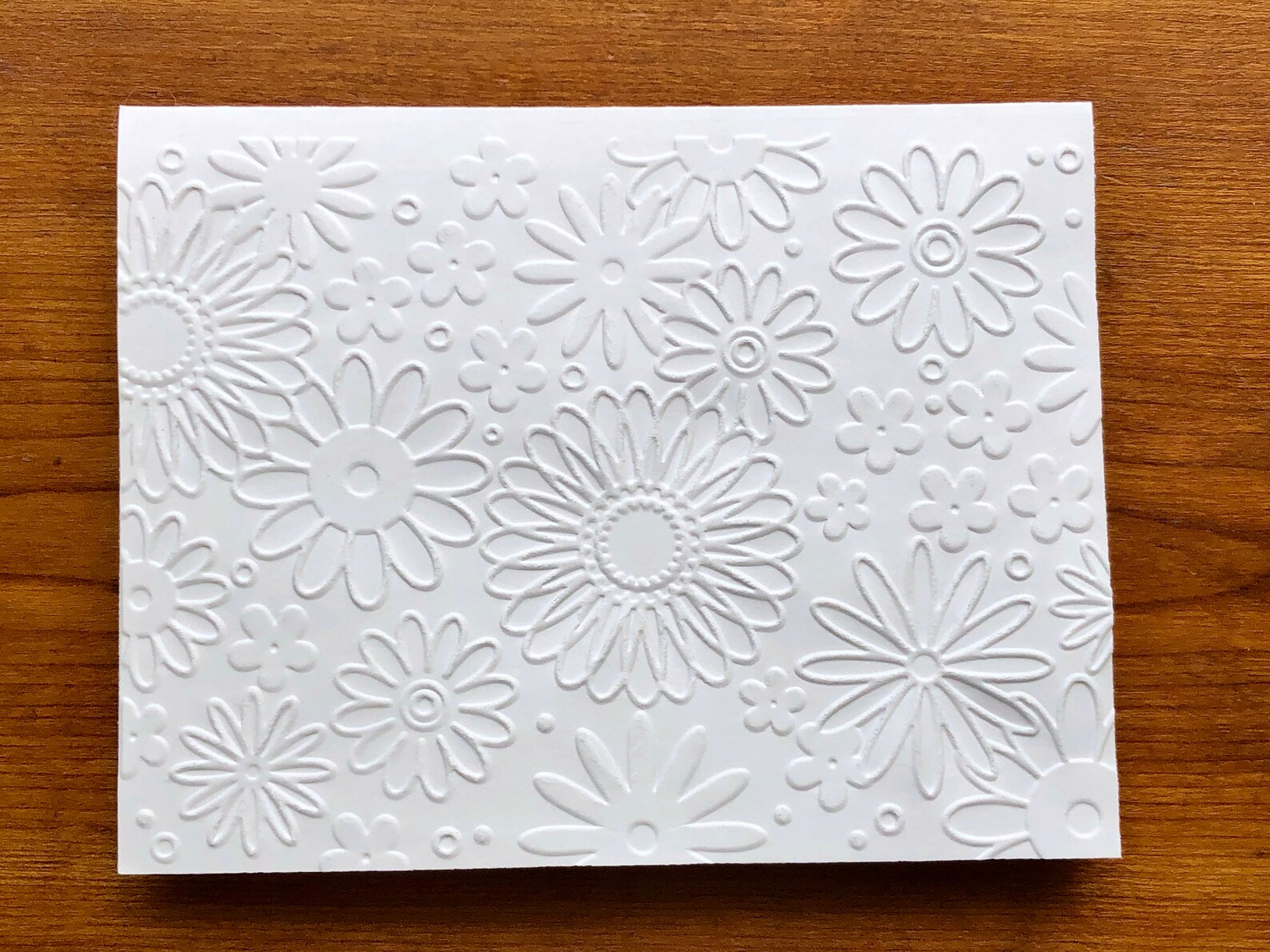 8 3D White Embossed Daisy Cards, Floral Note Card Set, Blank Botanical ...