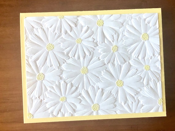 8 3D Embossed Daisy Flower Note Cards, White Floral Note Card Set, Blank Spring Botanical Writing Stationery, Gift, Handmade Greeting Cards